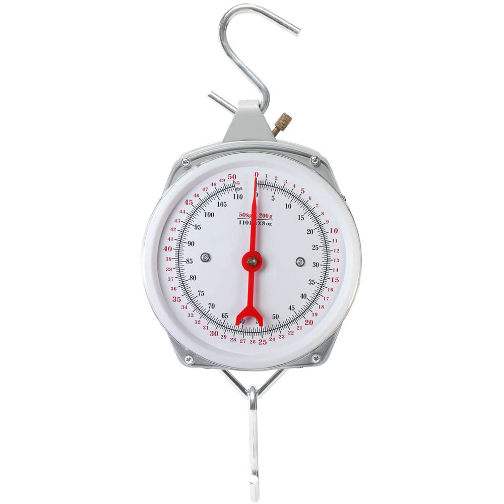 Spring Hanging Dial Scale,110lbs Industrial Hanging Scale,Spring Mechanical Hanging Scale for Kitchen Fishing,Mechanical Luggage Scale