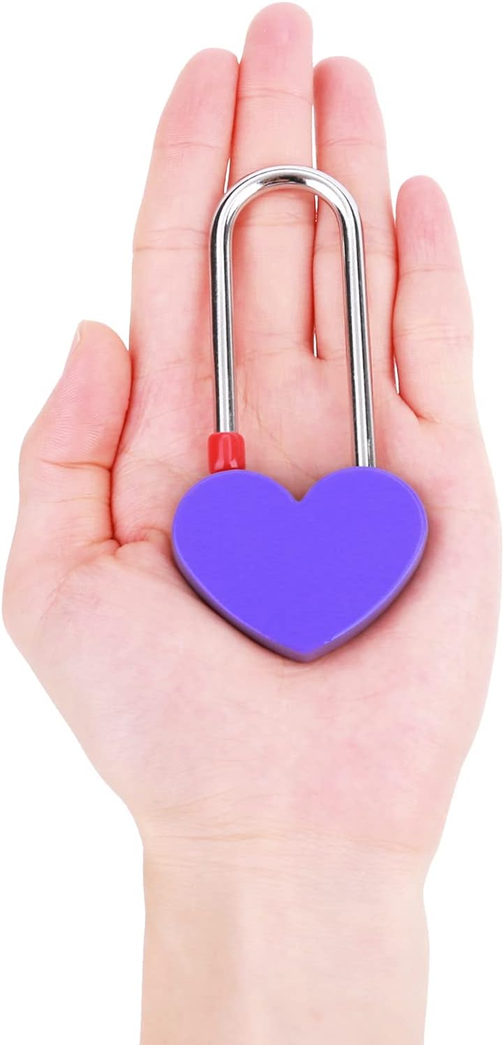 25 Pack Heart Shaped Love Lock Heart Padlock Heavy Weight Zinc Alloy Wish Lock for Couple Boyfriend Girlfriend Him & Her Love Bridge Padlock Valentine Lover Gift Purple(No Key)
