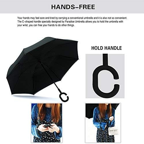 SIEPASA 49/56 Inch Inverted Reverse Upside Down Umbrella, Extra Large Double Canopy Vented