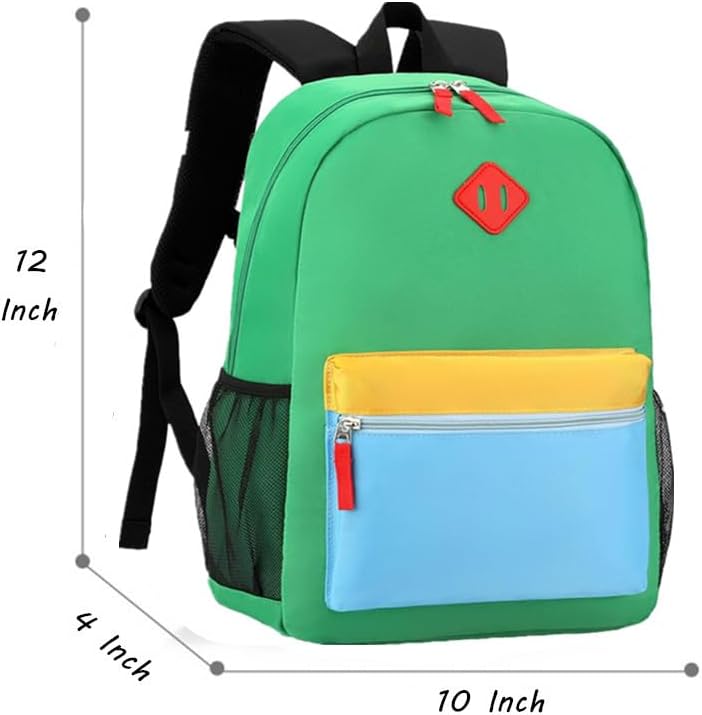 Preschool Backpack Kindergarten Toddler School Backpacks 2-4 Years for Boys and Girls with Chest Buckle (Green Blue, Small-12 H(not Fit Folder))
