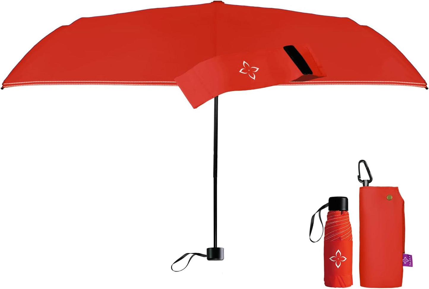 Windproof Travel Mini Umbrella - Manual Open Close with No Rebound for Seniors & Kids, Small Compact and Portable for Rain, Reflective Design for Night Safety Men & Women