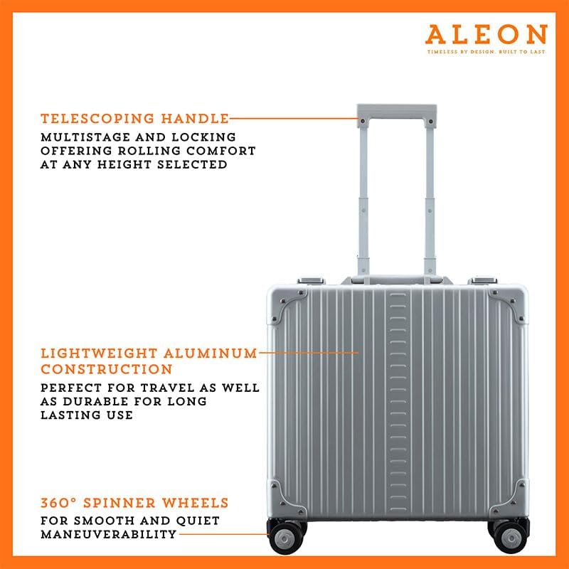 Aleon All Aluminum Lightweight 17" Rolling Laptop Catalog Case, Vertical Opening with TSA Locks & Aircraft-Grade Aluminum Frame