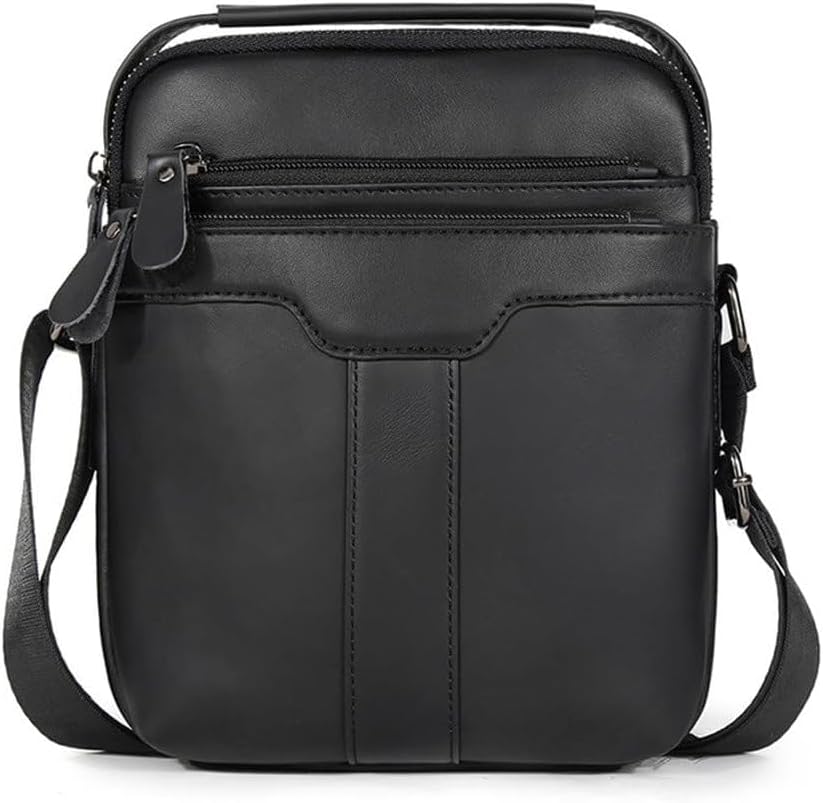 Men's Genuine Leather Crossbody Bag, Business Casual Handbag for Daily Use, Compact Messenger Shoulder Purse