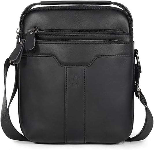 Men's Genuine Leather Crossbody Bag, Business Casual Handbag for Daily Use, Compact Messenger Shoulder Purse