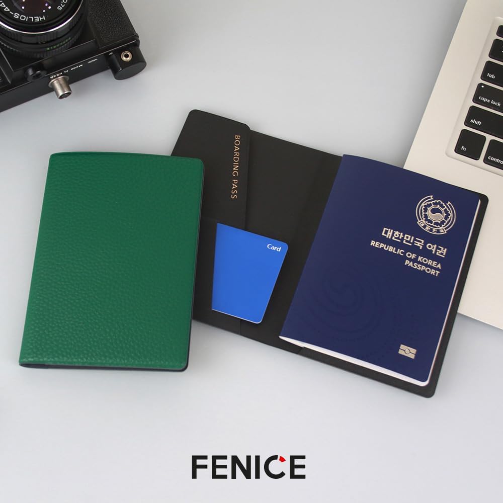Fenice Classic Passport Cover Holder Wallet Case for Travel Essential RFID Blocking Vegan Leather