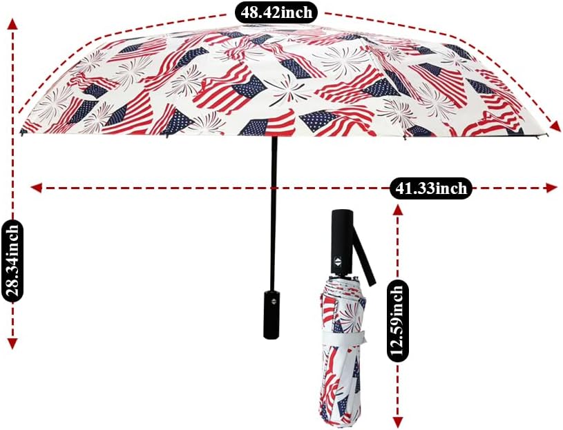 Windproof Travel Automatic Umbrella, 10 Ribs, Rainproof Foldable, Uv-Resistant, Portable