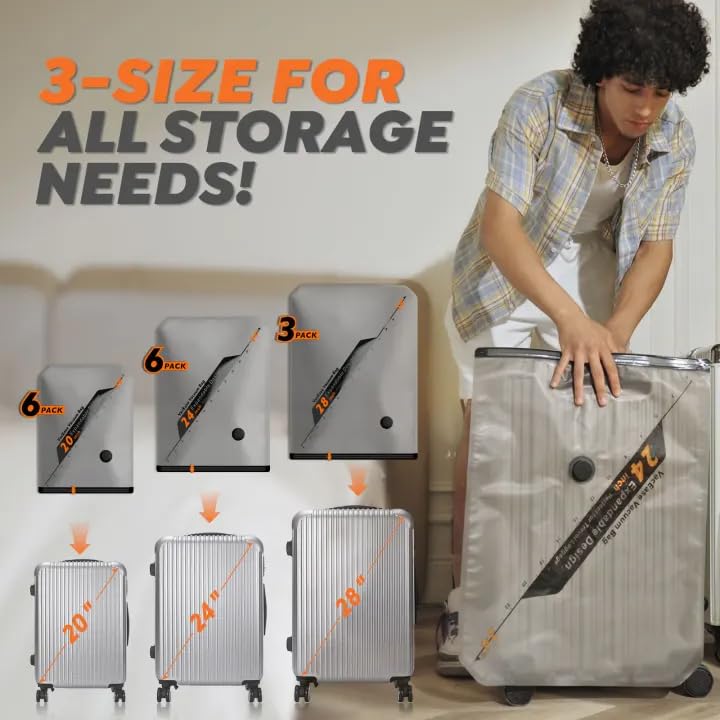 Vacbird Rechargeable Wireless Pump Travel Storage Bags Set - Portable Space Saver Bags for Travel &