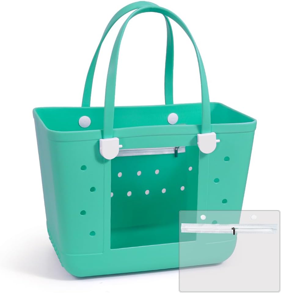 Rubber Beach Bags with Visual Window, Extra Large Waterproof Sandproof Rubber Tote Bag for Pool,Boat & Travel