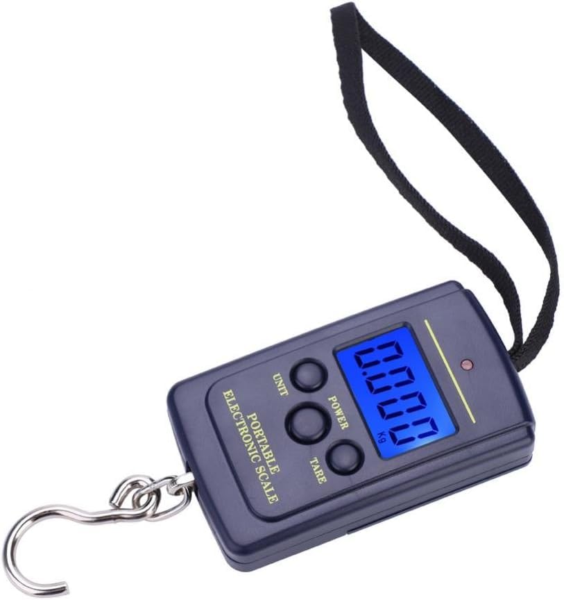 WH-A01L Portable Electronic Hook Scale, 40kg Capacity Fish Scale with LCD Display, Tare Function Auto Shut Down, Luggage Scale for Fishing, Retail, and Delivery Use
