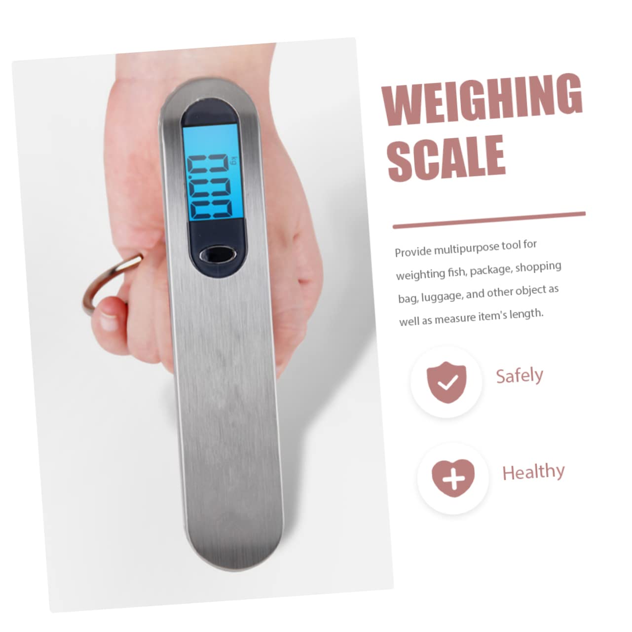Portable Stainless Steel Digital Luggage Scale Adjustable Hook Weight Scale for Travel Compact for Luggage and Fishing Comfortable Handle