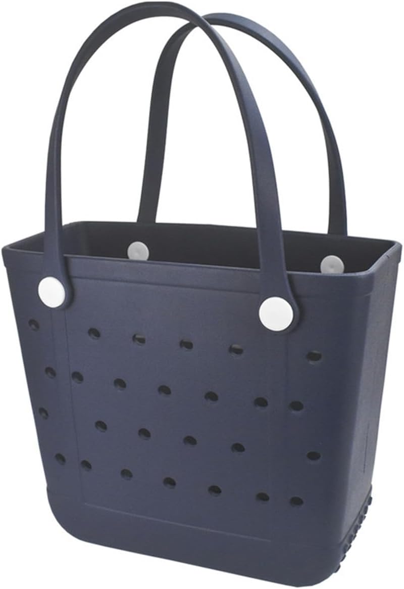 Medium Rubber Beach Bag, Waterproof Tote Bags Washable Sand-proof Travel Hand Bags for Pool Boat Work Sports