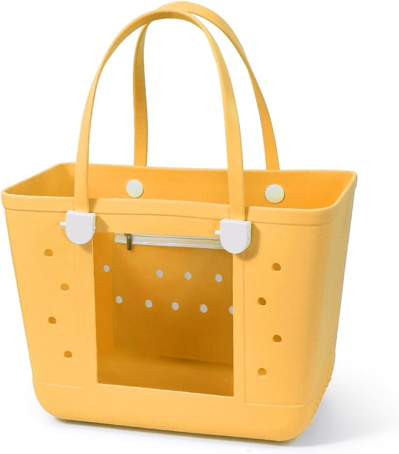 Rubber Beach Bags with Visual Window, Extra Large Waterproof Sandproof Rubber Tote Bag for Pool,Boat & Travel