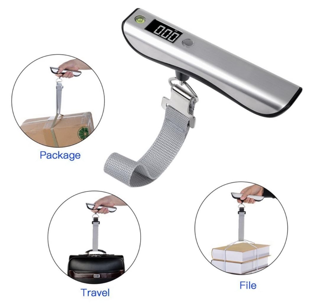Digital Luggage Scale with Tape Measure – Portable 110 lb Suitcase Weight Scale for Travel