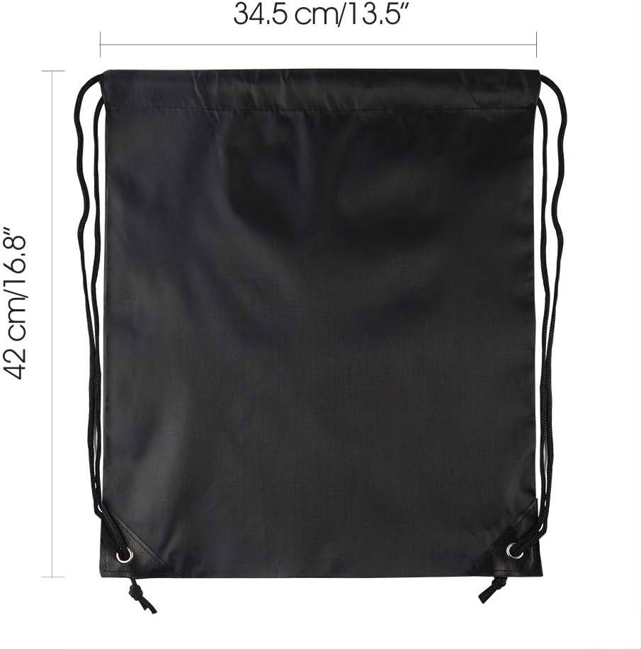 FEPITO 12 Pack Drawstring Backpack Bags Sack Cinch Bag String Backpack for Gym Traveling,Black