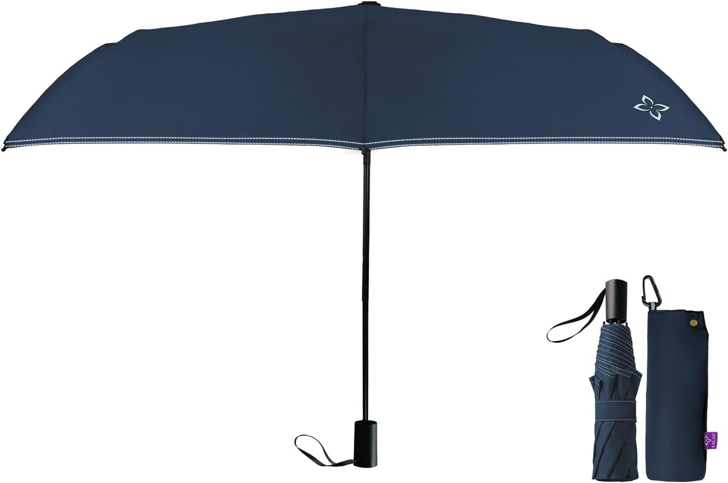 Windproof Travel Mini Umbrella - Manual Open Close with No Rebound for Seniors & Kids, Small Compact and Portable for Rain, Reflective Design for Night Safety Men & Women