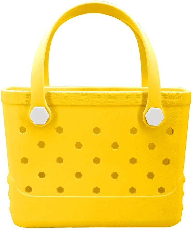 CXY Rubber Beach Bag, Waterproof Travel Tote bag for Women Outdoor Summer Beach Tote Washable Bag Open Handbag for Daily