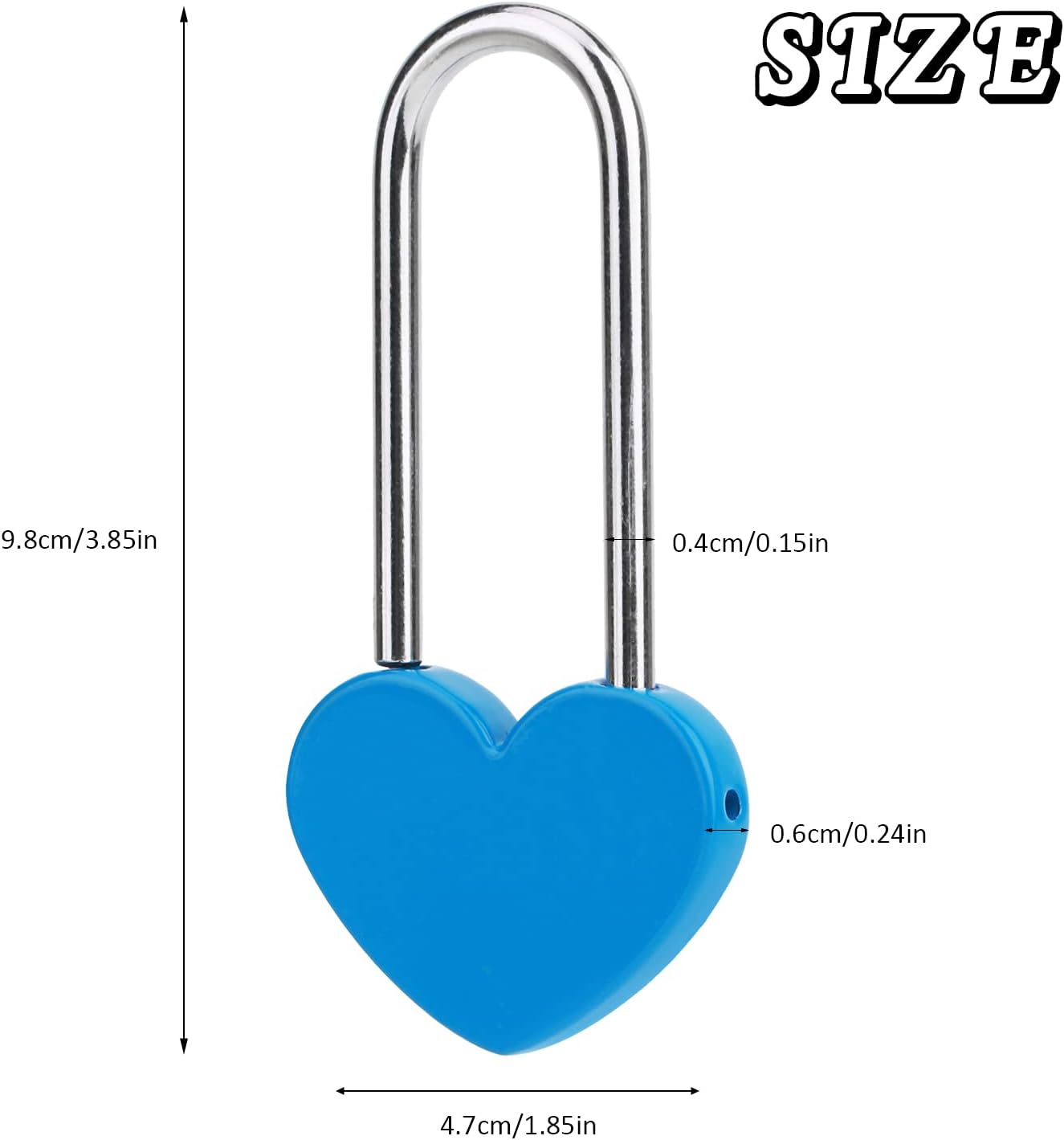 2 PCS Love Lock Heart Padlock,Blue Single Heart Wish Lock for Lovers Wedding, Valentines, Anniversary, Travel, Valentine's Day(No Key)