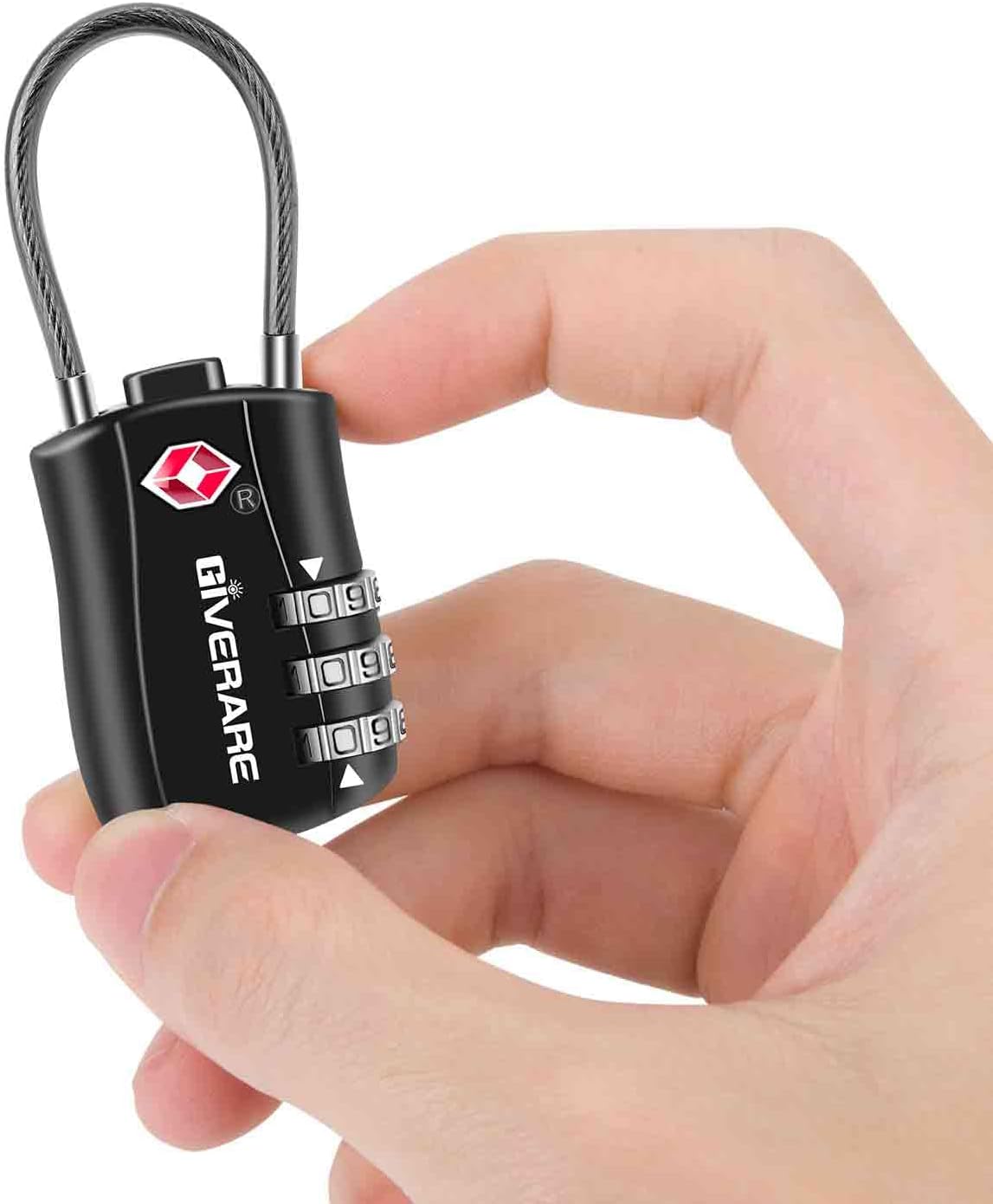 GIVERARE 4 Pack TSA Approved Luggage Locks, Combination Travel Cable Lock, Re-settable 3-Digit
