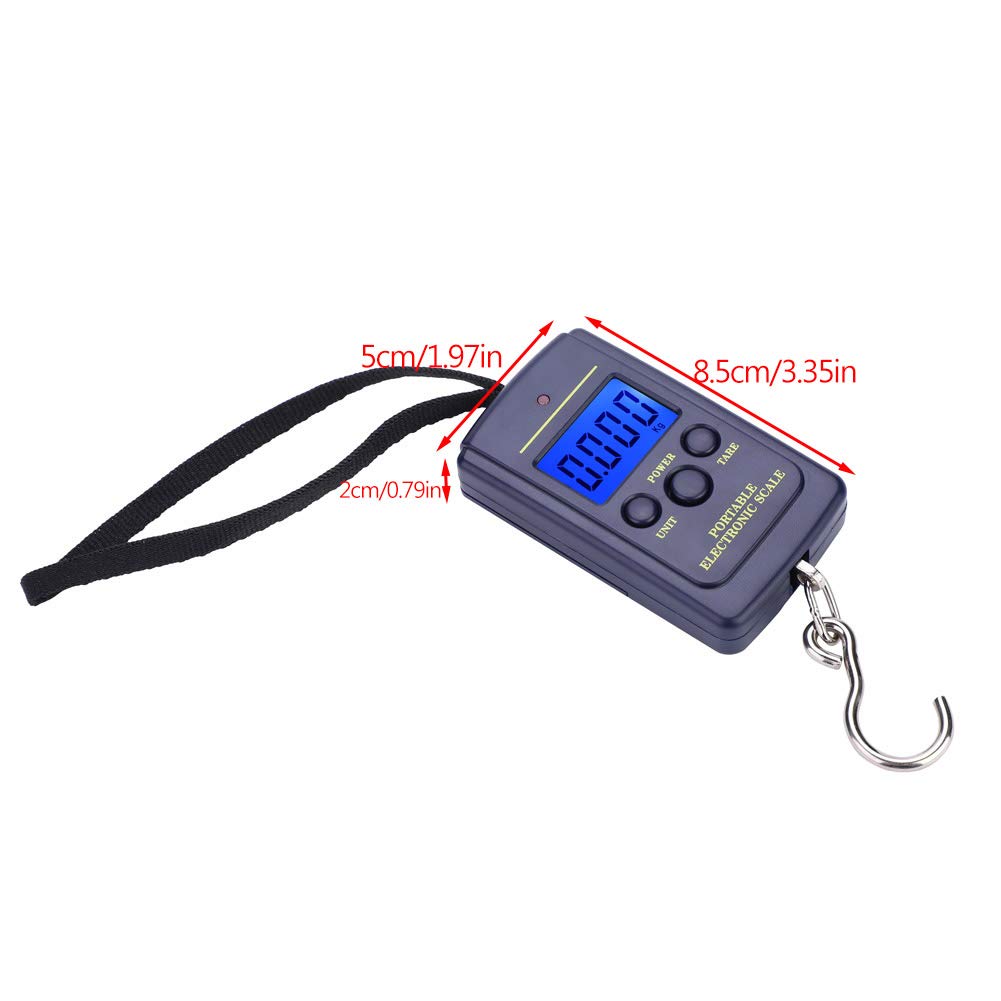 WH-A01L Portable Electronic Hook Scale, 40kg Capacity Fish Scale with LCD Display, Tare Function Auto Shut Down, Luggage Scale for Fishing, Retail, and Delivery Use