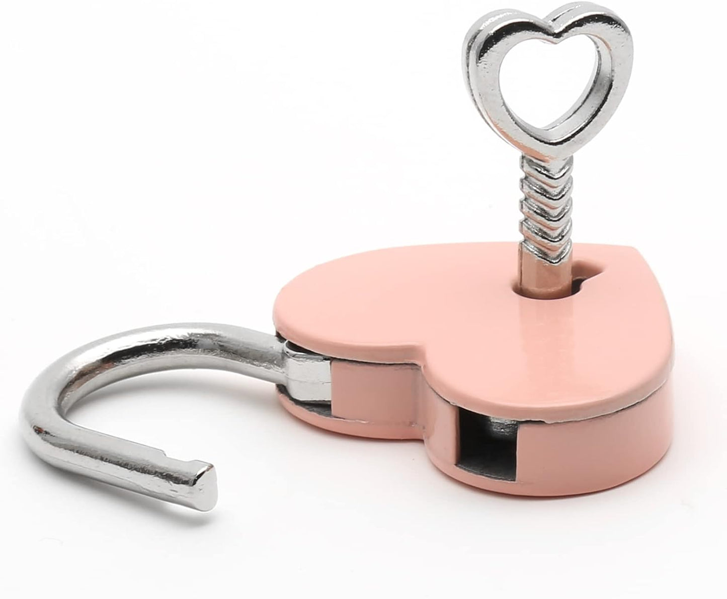 4 Pcs Pink Padlocks Key Lock with Key, Mini Love Heart Head Luggage Locks, Modern Fashion Style
