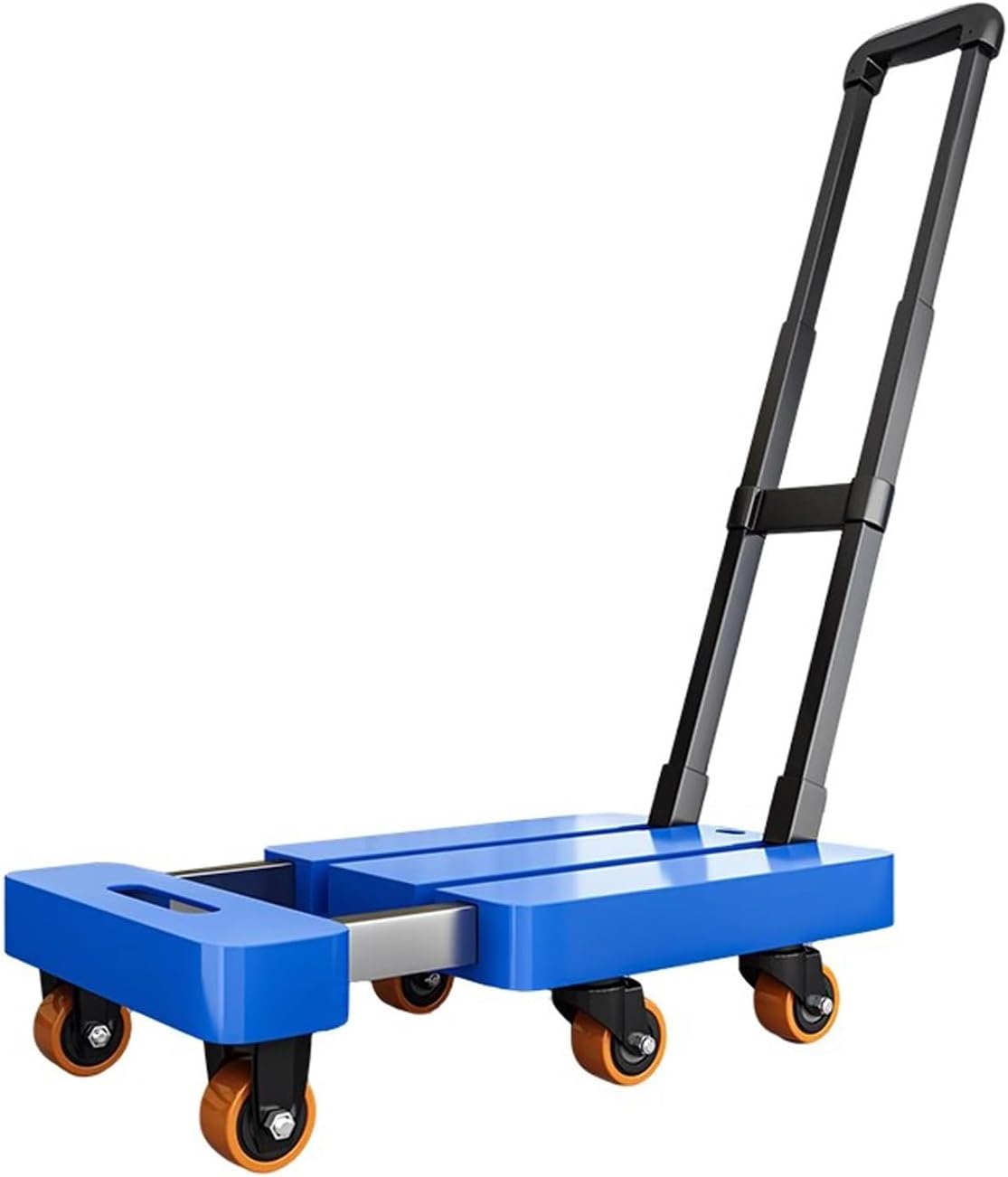 Folding Rolling Kitchen cart, Heavy Duty Luggage Rollin Cart, Metal Utility Cart, for Luggage, Travel, Moving, Shopping(Blue)