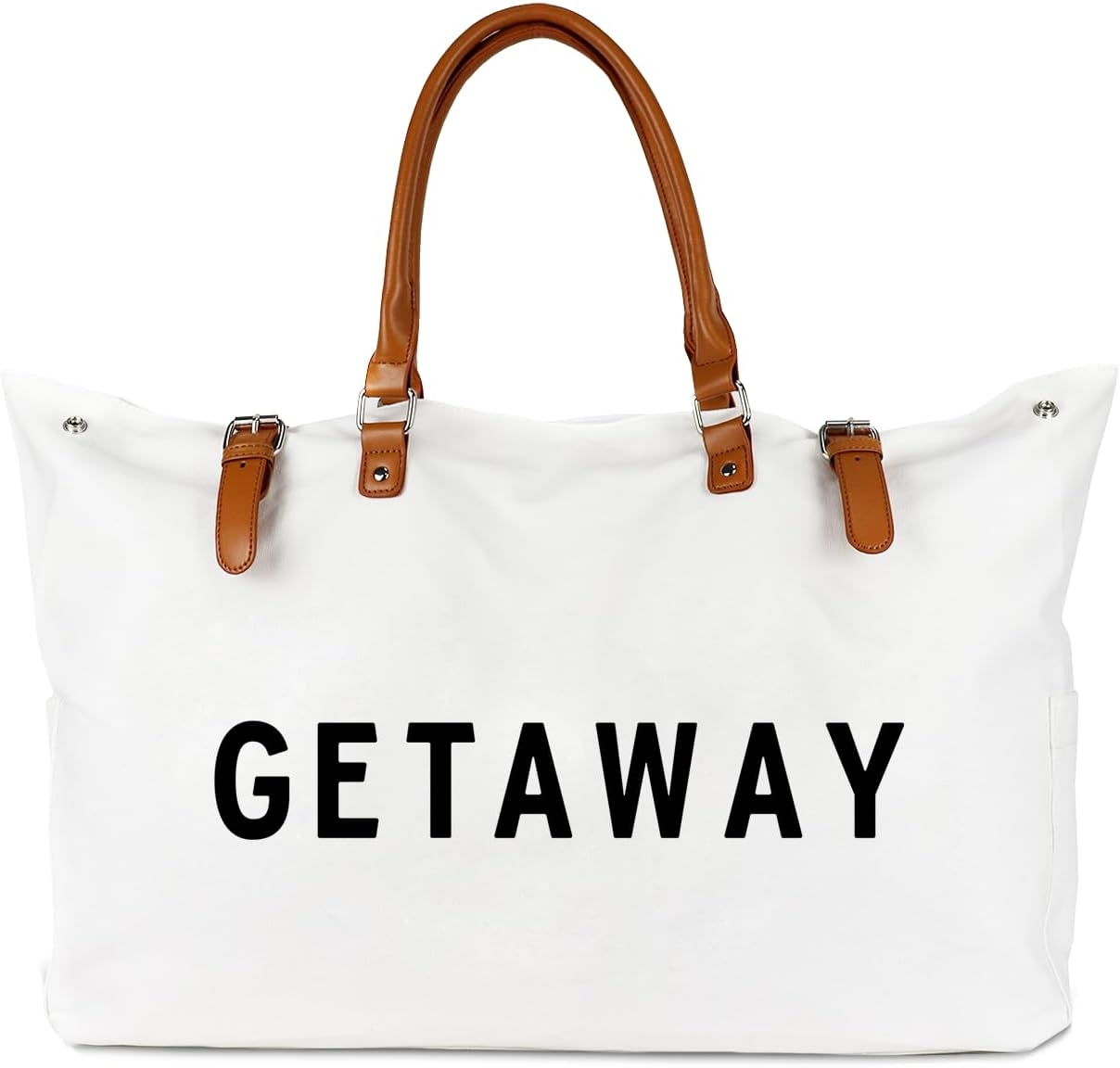 Beach Bag with Vegan Leather Handle, Extra Large Beach Bag for Women Waterproof Sandproof, White