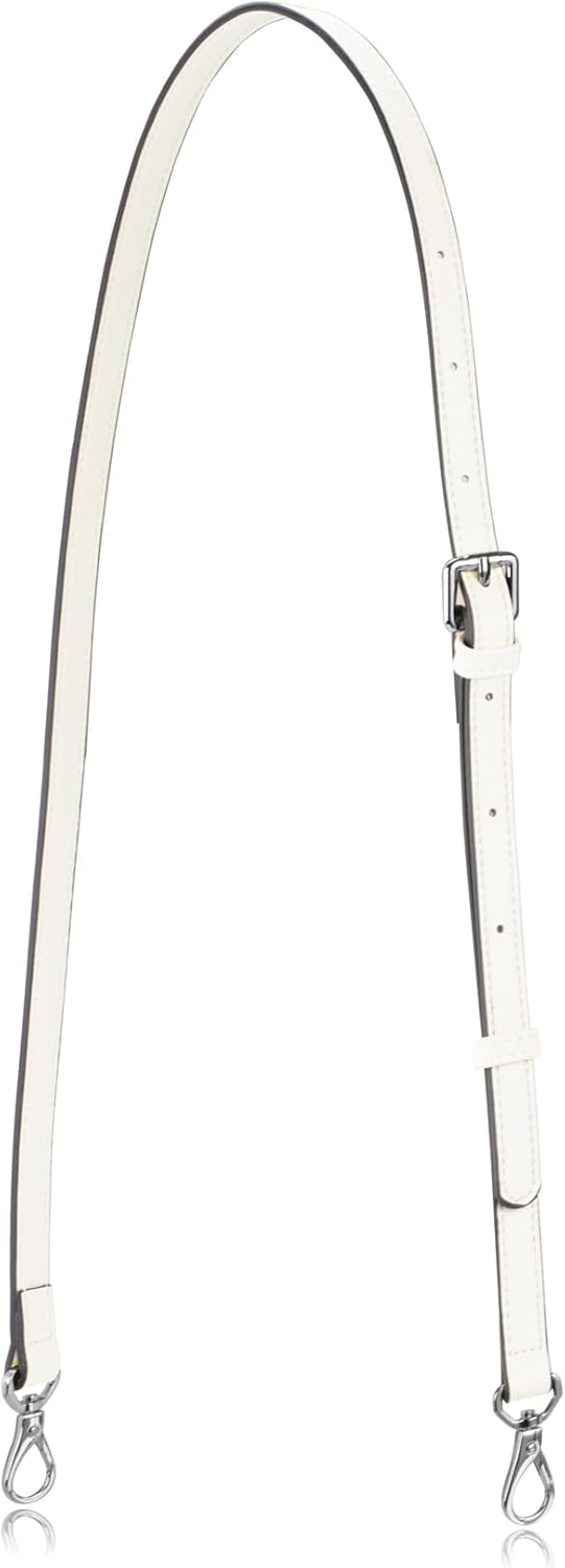 Allzedream Leather Purse Strap Replacement Crossbody Handbag Long Adjustable (White, Silver Hardware)