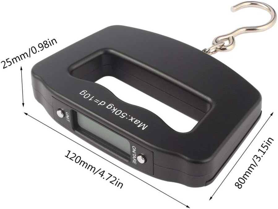 Meichoon Digital Luggage Scale 110lb /50kg, Portable Mini Electronic Scale with Fishing Hook Tare Function Backlit LCD Display for Home Farm Factory Hunting Outdoor C42
