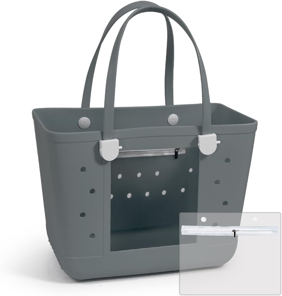 Rubber Beach Bags with Visual Window, Extra Large Waterproof Sandproof Rubber Tote Bag for Pool,Boat & Travel