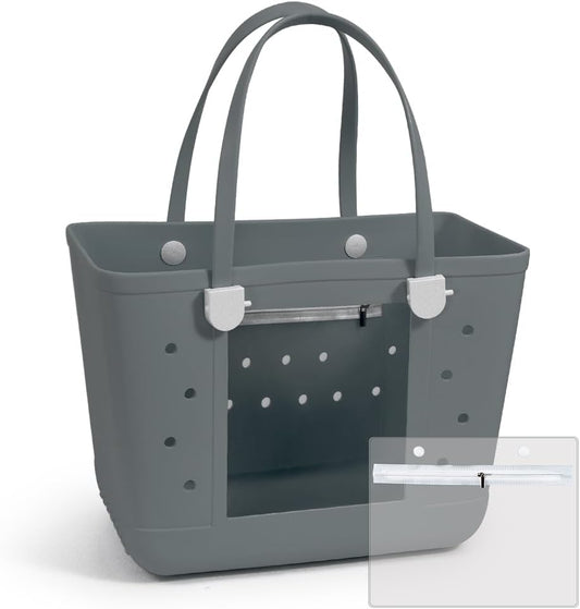 Rubber Beach Bags with Visual Window, Extra Large Waterproof Sandproof Rubber Tote Bag for Pool,Boat & Travel