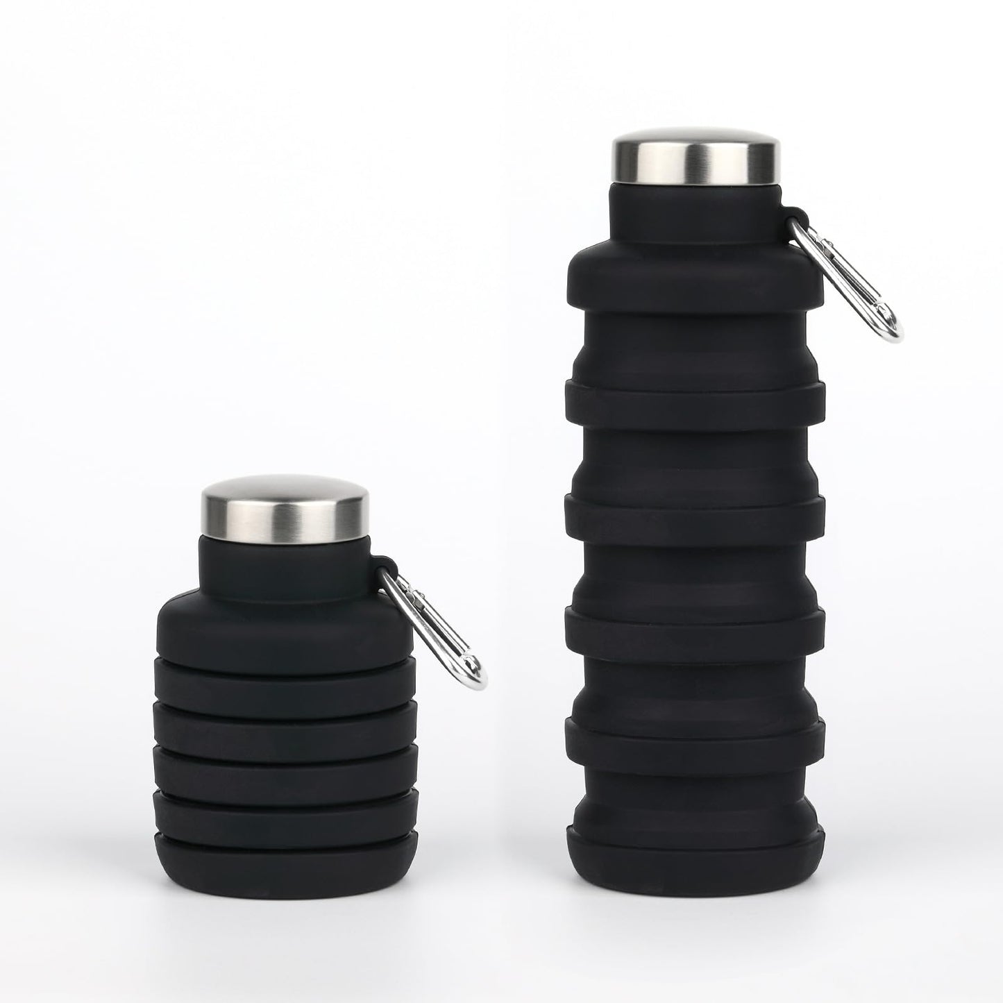 Collapsible Water Bottles,16oz Capacity Portable Reusable Silicone Water Bottle,Leak-proof,with