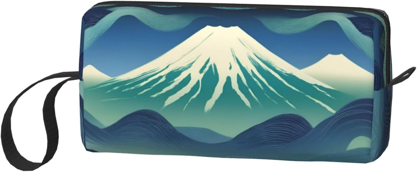 Mount Fuji Landscape Makeup Bag Small Compact & Durable Travel Cosmetic Bag Organizer Oxford Fabric Impact-Resistant Multi-Purpose Storage Perfect for Travel, Gym, Daily Use