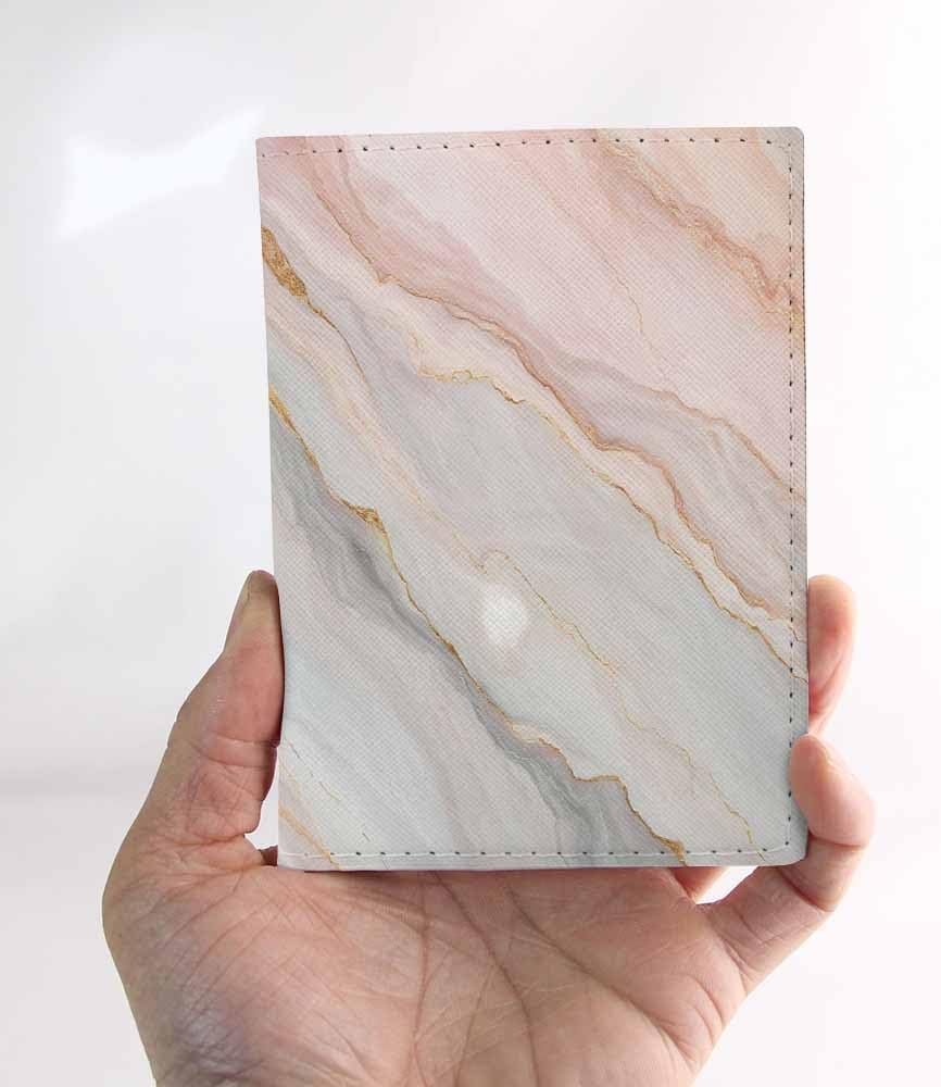 Marble Passport Holder for Travel Nature Light Stone Rock Texture PU Leather Passport Cover Wallet Cute Passport Card Holder for Women and Men
