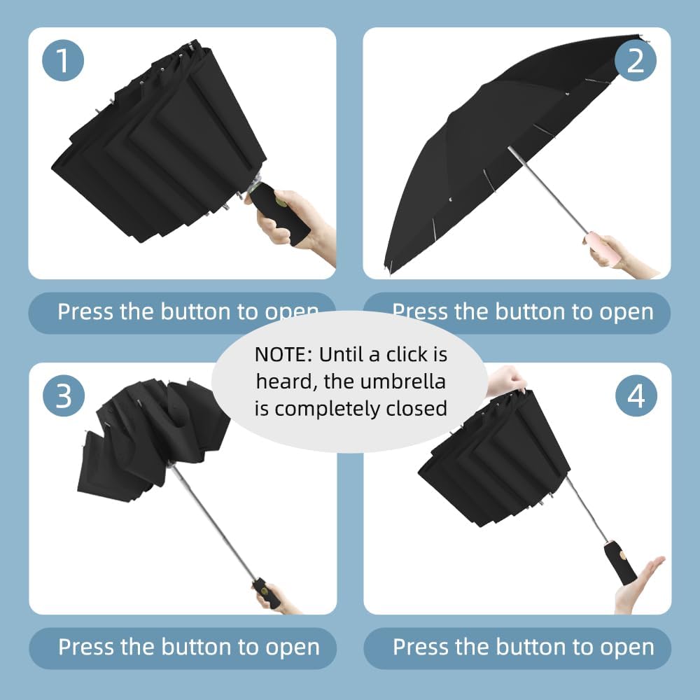 Windproof Inverted Umbrella for Travel, Comapct &Light, Easy Folding&Anti-rebound Rods, Automatic Reverse Umbrellas for Rain, Commute, Daily Use