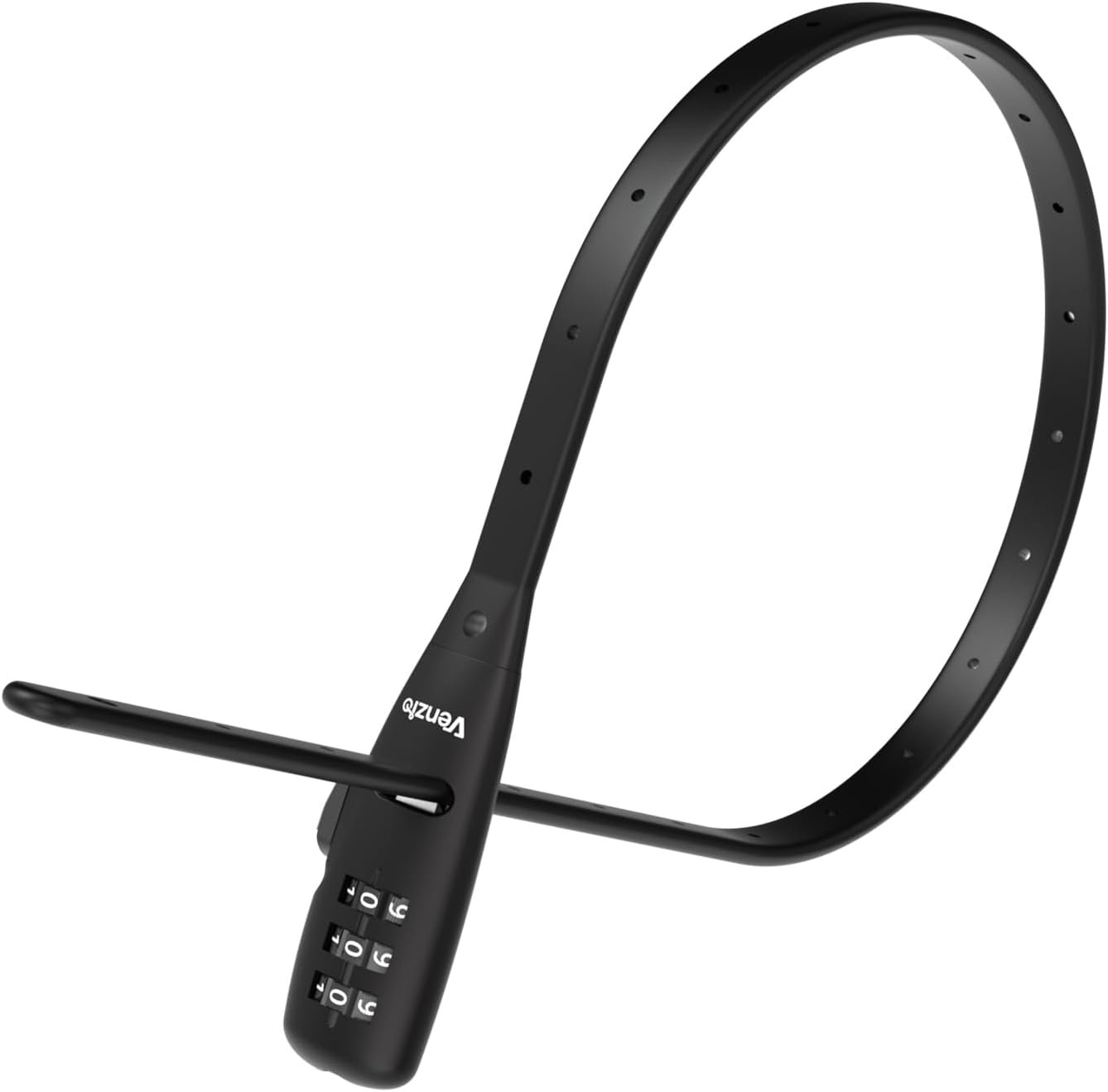 Venzio Adjustable Cable Zip Tie Lock, 3-Digit Combination Security Lock with 304 Stainless Steel Core for Bike, Helmet, Stroller, Luggage, Lightweight & Reusable (1Pack/Black)