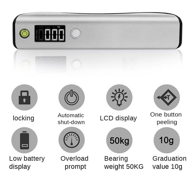 Digital Luggage Scale with Tape Measure – Portable 110 lb Suitcase Weight Scale for Travel