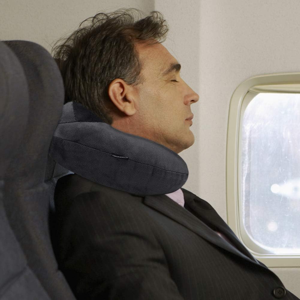 urophylla Inflatable Travel Pillow, Soft Velvet Inflatable Neck Pillow for Traveling, Airplanes