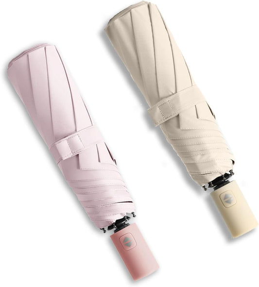 BAODINI Small UV Protection Travel Umbrella Compact for Rain and Sun UPF 50+ Windproof Portable 42 inch Umbrella for Women and Men