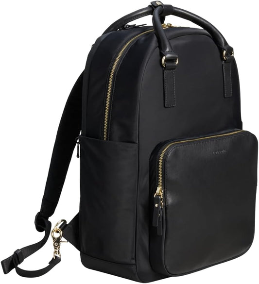 Lo & Sons Rowledge Backpack & Tote - Premium Travel Laptop Bag with 13" Laptop Compartment, Luggage Sleeve | Leather & Water Resistant Nylon | Chic Modern Bag for Women for Everyday, Work, Business