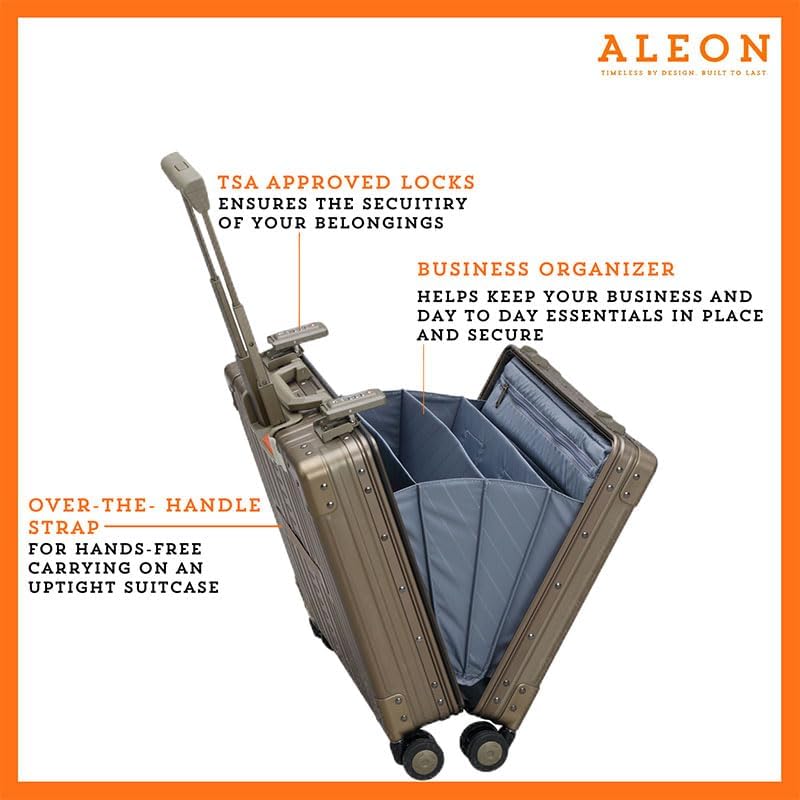Aleon All Aluminum Lightweight 17" Rolling Laptop Catalog Case, Vertical Opening with TSA Locks & Aircraft-Grade Aluminum Frame