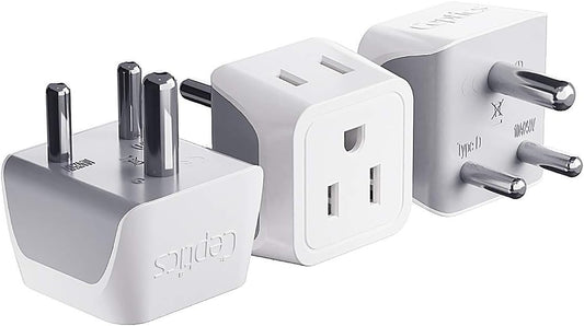Ceptics US to India Plug Adapter works in Nepal, Maldives, Pakistan, India Power Adapter, Dual USA Input, Grounded Travel Adapter for Indian plug, Perfect for Phones, Laptop Chargers, 3 Pack (CT-10)