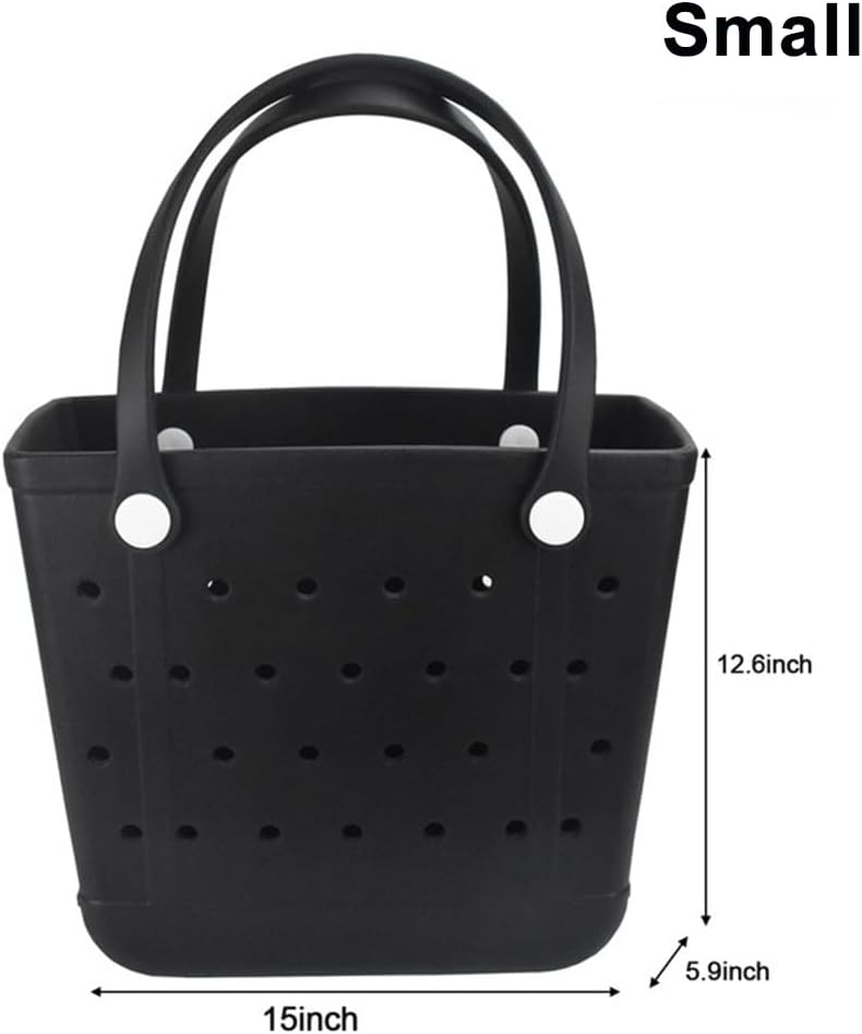Medium Rubber Beach Bag, Waterproof Tote Bags Washable Sand-proof Travel Hand Bags for Pool Boat Work Sports