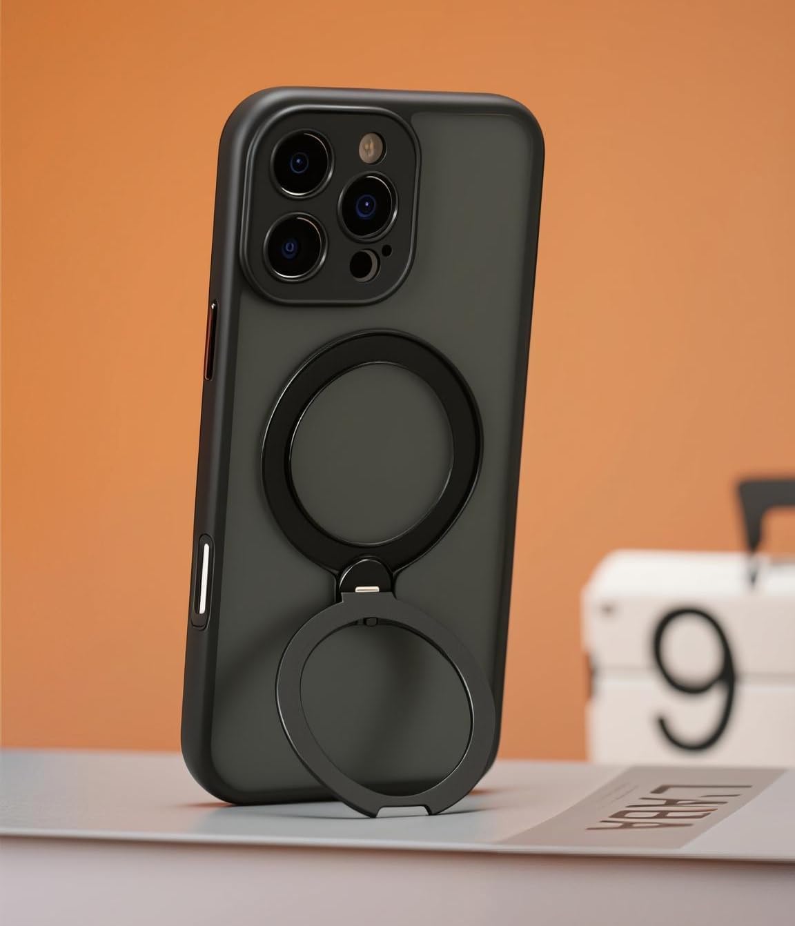 360° Spin Magnetic Stand for iPhone 16 Pro Case, [Fit for MagSafe][Military Protection][Full Camera Protection] Adjustable Kickstand iPhone Case for iPhone 16 Pro 6.3", Black