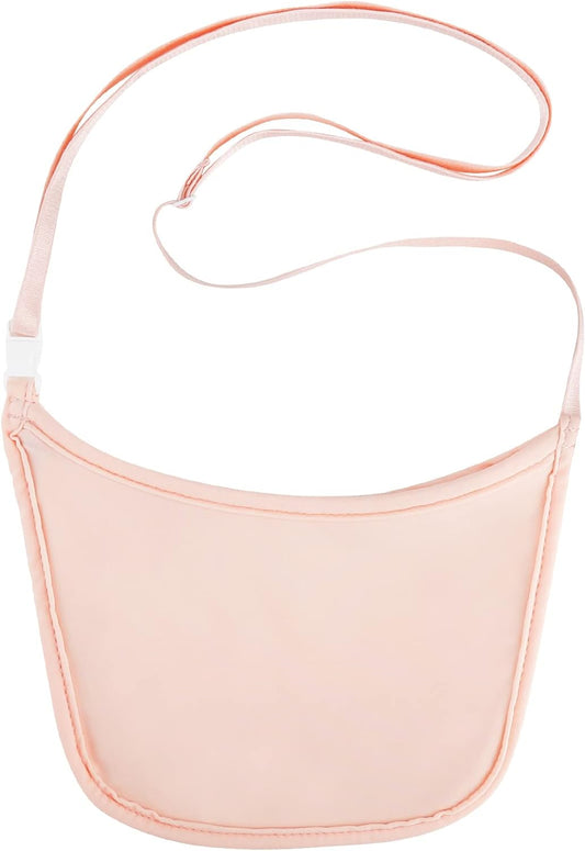 Hidden Wallet, Travel Hidden Wallet Under Clothes, Undergarment Crossbody Secert Body Pouch for Passport Money & Valuables, (Pink)