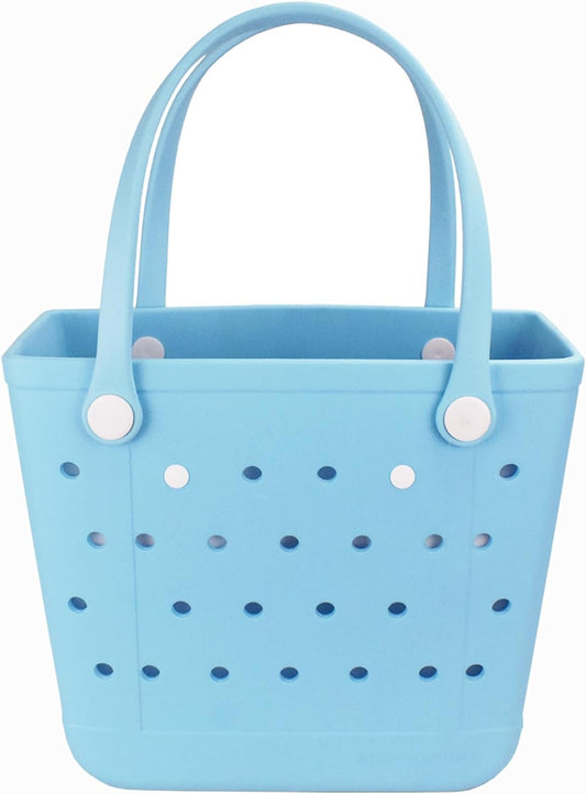 Medium Beach Bag, Waterproof Rubber Beach Bag, Washable Open Tote Bag Durable Tote Travel Bags for Outdoor Sport