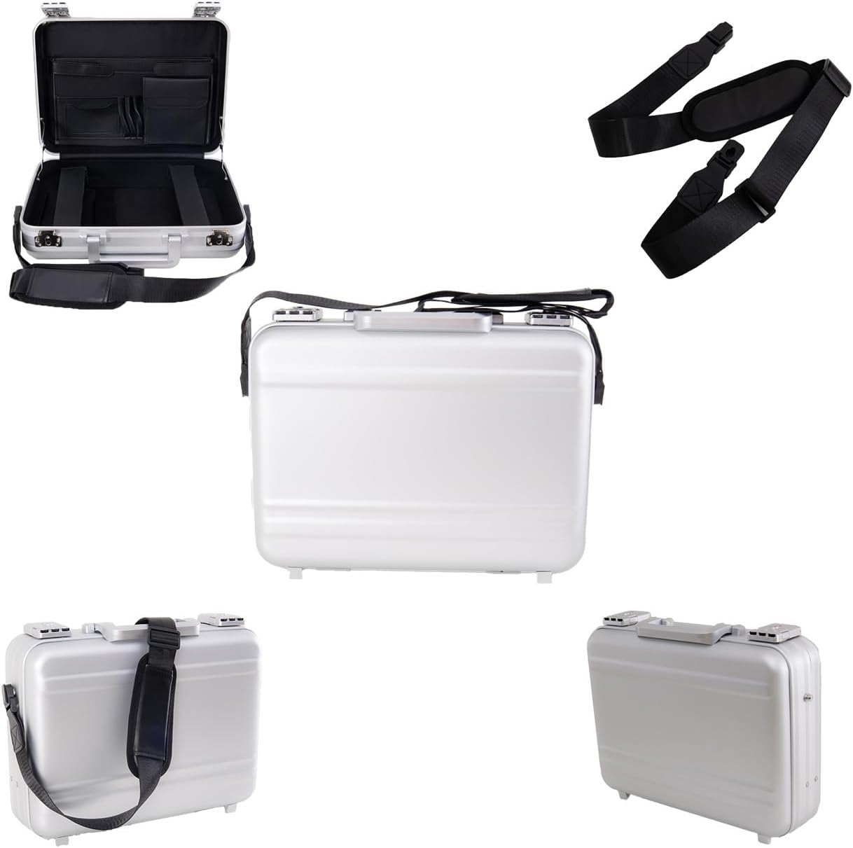 Metal Briefcase with Removable Shoulder Strap 14 Inch Laptop Brief Case Business Case Lawyer Briefcases