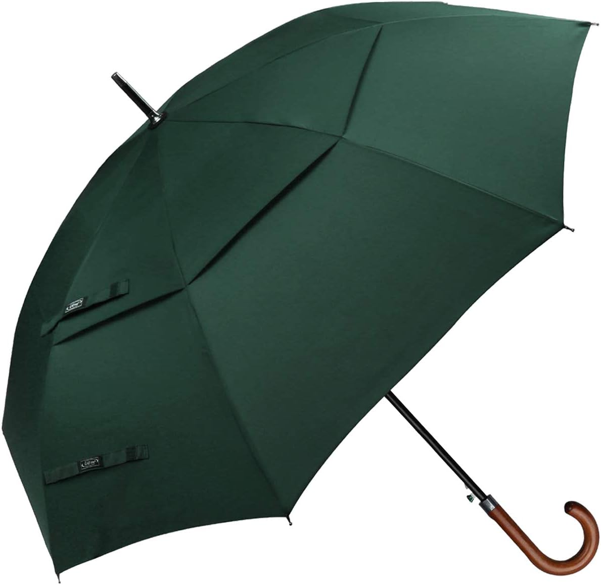 G4Free 52/62inch Wooden J Handle Golf Umbrella Windproof UV Protection Classic Stick Wedding Cane Umbrellas, Auto Open Cane Hook Handle