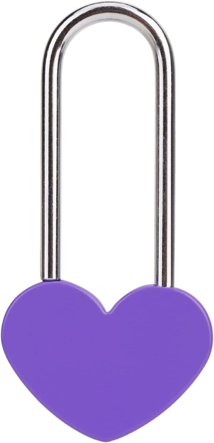 Love Lock Heart Padlock, Purple Single Heart Wish Lock for Lovers Wedding, Valentines, Anniversary, Travel, Valentines Day(No Key)