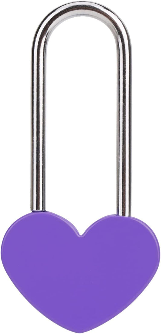 Love Lock Heart Padlock, Purple Single Heart Wish Lock for Lovers Wedding, Valentines, Anniversary, Travel, Valentines Day(No Key)