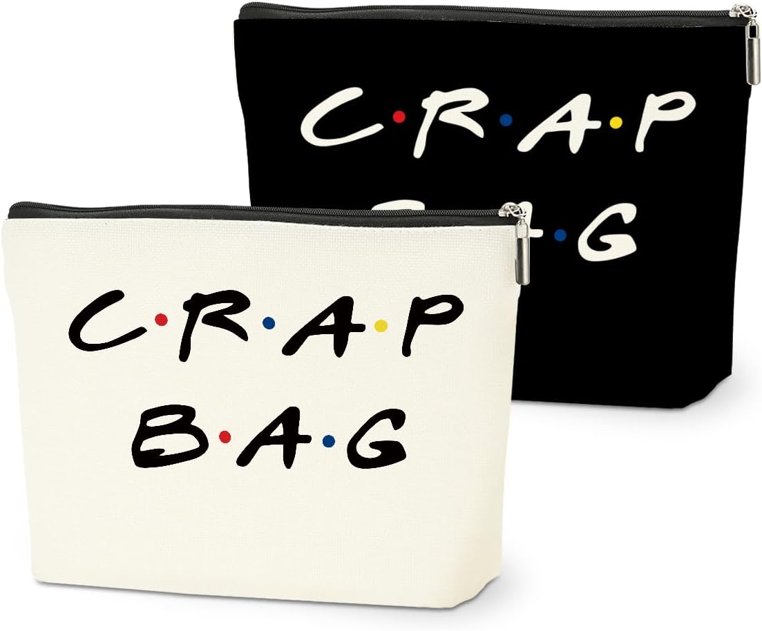 2 PCS Funny Gifts for Women Makeup Bag, Best Friend Birthday Gifts for Women, Funny Cosmetic Bags, Sister Christmas Graduation Friendship Gift for Daughter From Mom, Black White Travel Organizer